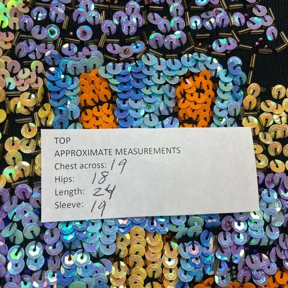 Halloween Sweater Womens Large Sweaterworks Sequin Haunted House Black Knit Top - Picture 6 of 10